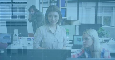 Diverse Team Analyzing Data in Modern Office with Digital Interface - Download Free Stock Images Pikwizard.com
