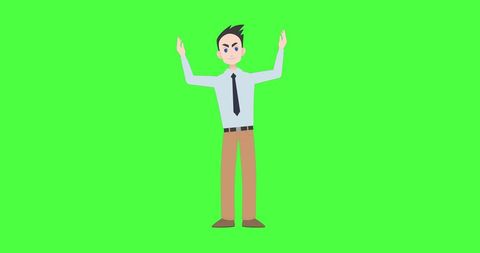 Illustrated Man Gesturing with Open Hands on Green Background - Download Free Stock Images Pikwizard.com