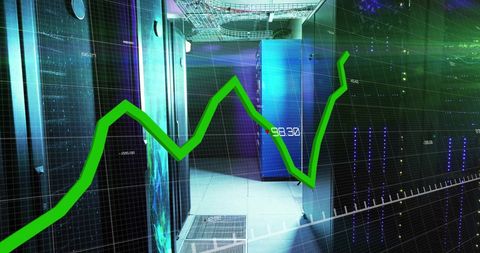 Financial Growth Trend with Data Processing in Server Room - Download Free Stock Images Pikwizard.com