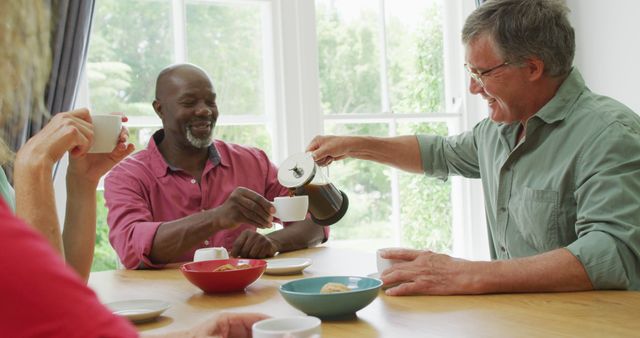 Diverse Friends Enjoying Coffee Together at Home - Download Free Stock Images Pikwizard.com