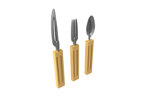 transparent kitchen utensils: knife fork and spoon with wooden handles - Download Free Stock Videos Pikwizard.com