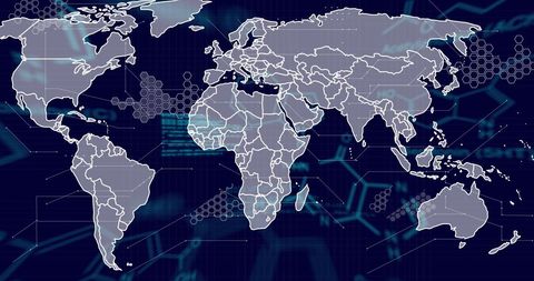 Digital World Map with Chemical Formulas and Data Analytics - Download Free Stock Images Pikwizard.com