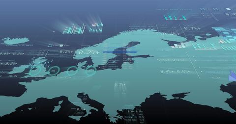 Financial Data Processing Over Europe Map - Download Free Stock Images Pikwizard.com