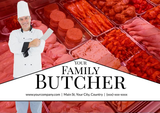 Friendly Local Butcher Promoting Fresh Quality Meats - Download Free Stock Templates Pikwizard.com