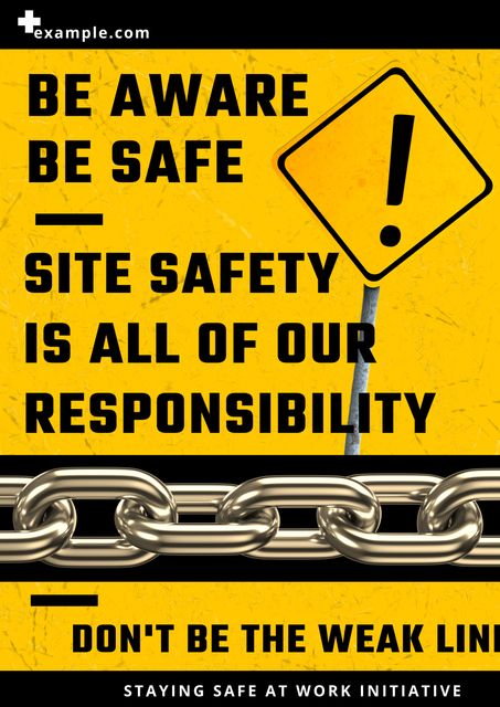 Workplace Safety Awareness Poster with Warning Sign and Chain Visual - Download Free Stock Templates Pikwizard.com