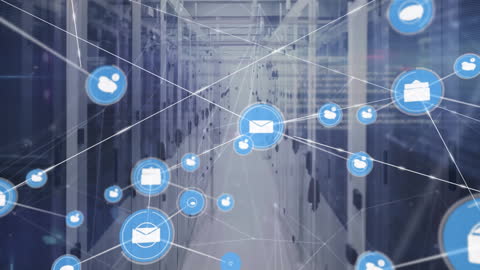 Network Connections and Data Processing in Computer Server Room