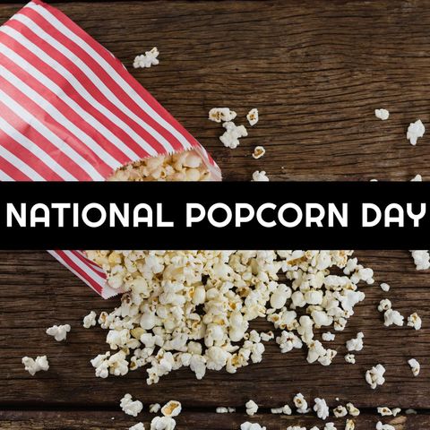 National popcorn day celebration with spilled popcorn