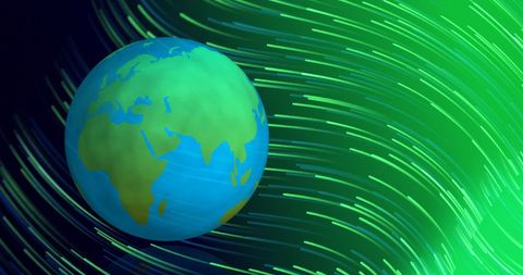 Glowing Light Trails Encircling Planet Earth in Motion - Download Free Stock Images Pikwizard.com