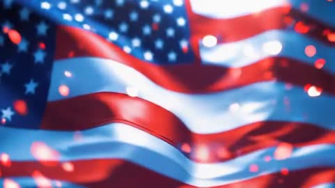 Glowing American Flag with Motion Effects and Light Particles