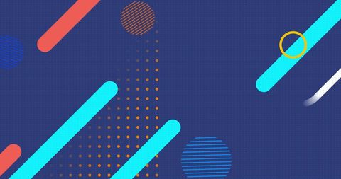 Colorful abstract shapes on blue background