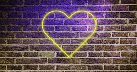 Vibrant Neon Heart Light Displaying on Brick Wall - Download Free Stock Images Pikwizard.com