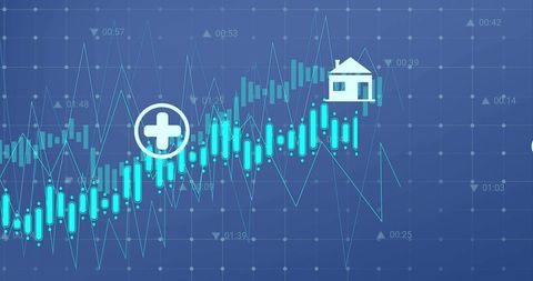 Digital Finance Data with Icon Overlay on Blue Background - Download Free Stock Images Pikwizard.com