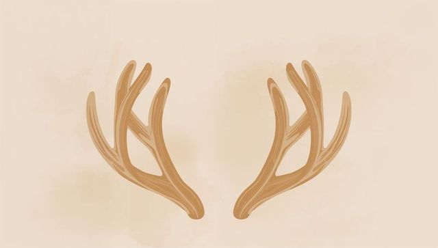 Minimalist stylized deer antler pair with wood grain watercolor texture for rustic design