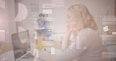 Caucasian Businesswoman Analyzing Data while Talking on Smartphone - Download Free Stock Images Pikwizard.com