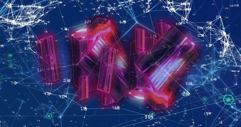 Digitally Rendered 3D Prisms in Futuristic Data Network