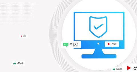 Cybersecurity digital display with interface metrics and copy space