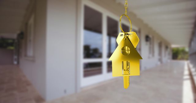 Golden Key with House Shape Over Modern Home - Download Free Stock Images Pikwizard.com