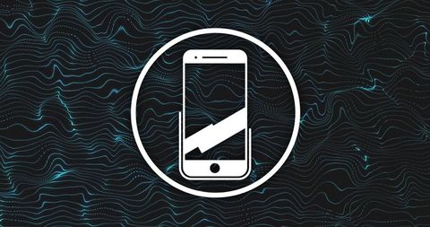 abstract smartphone icon on wavy digital background - Download Free Stock Images Pikwizard.com