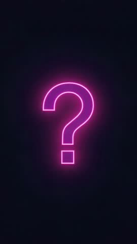 Looping Vertical Neon Question Mark Pulsing Magenta Glow on Dark Background for Social Reels