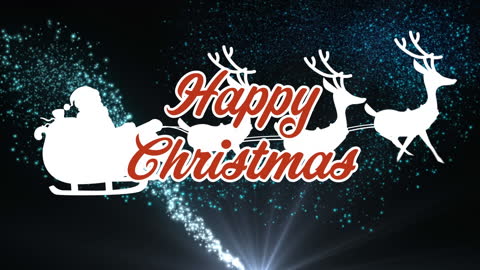 Festive Santa Sleigh with Reindeer Christmas Banner