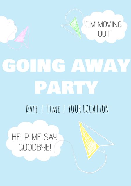 Whimsical Paper Plane Going Away Party Invite Template - Download Free Stock Templates Pikwizard.com