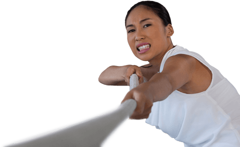determined woman pulling rope in intense effort, isolated of transparent - Download Free Stock Videos Pikwizard.com