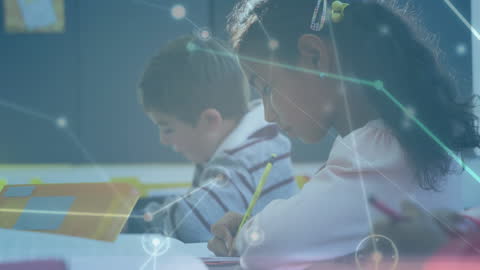 Children Studying with Augmented Reality Network Overlay