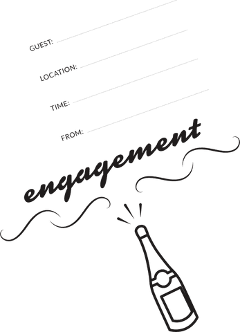 Elegant transparent engagement invitation with champagne