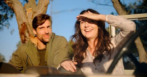 Joyful Road Trip Adventure Under Sunlight