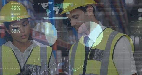 Warehouse Workers Analyzing Logistics Data on Digital Display - Download Free Stock Images Pikwizard.com