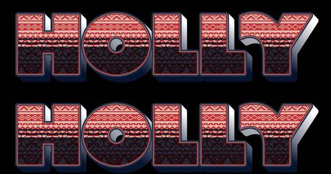 Festive Holly Text with Knitted Design