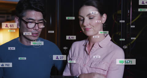 Engineers Connecting Through Social Media in Data Center