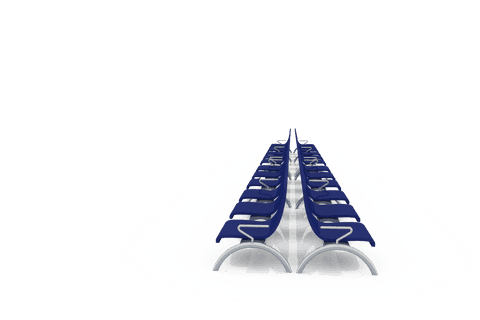 Modern blue waiting room chairs on transparent background
