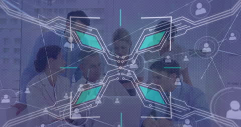 Team Collaboration with Abstract Tech Overlay