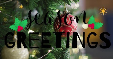 Festive Season Greetings Card with Christmas Decorations - Download Free Stock Images Pikwizard.com