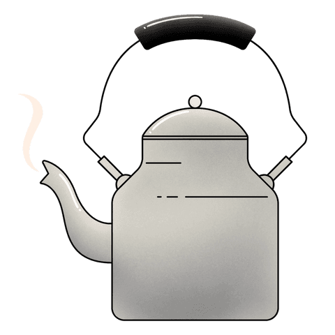 Transparent background kettle emitting steam