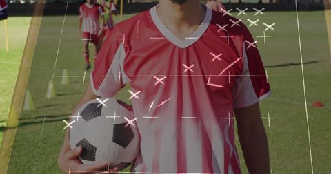 Soccer strategy concepts with diverse athletes on field