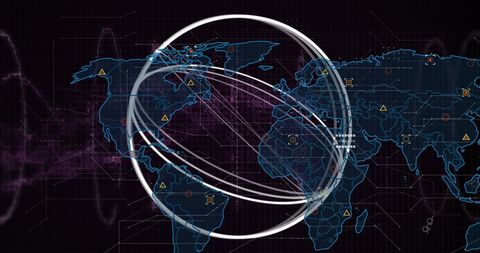 Abstract Global Data Networking on World Map - Download Free Stock Images Pikwizard.com