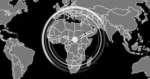 Global Digital Interface Chronometric Analysis over World Map - Download Free Stock Images Pikwizard.com