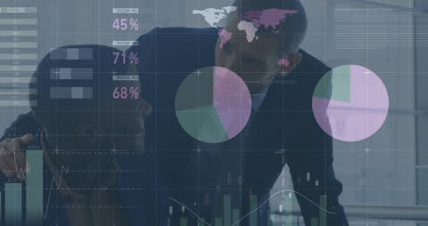 Business Colleagues Analyzing Financial Data with Global Perspective