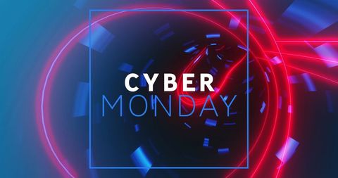 vibrant cyber monday banner with neon tunnel background - Download Free Stock Images Pikwizard.com