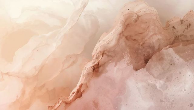 Flowing peach marble abstract watercolor background with veined speckled mineral texture