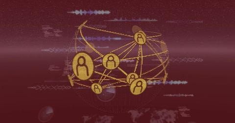 Futuristic Digital Network on Abstract Red Background - Download Free Stock Images Pikwizard.com