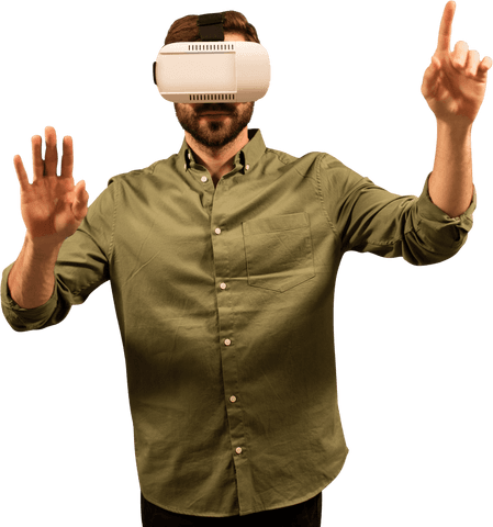 transparent man wearing vr glasses while interacting - Download Free Stock Videos Pikwizard.com
