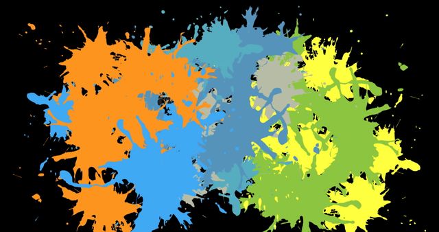 Vibrant Colorful Paint Splashes on Black Background - Download Free Stock Images Pikwizard.com