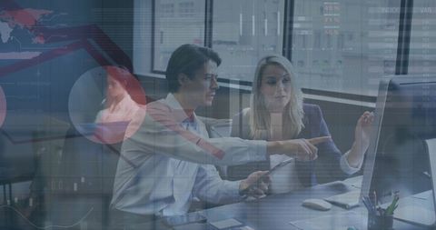 Business Professionals Collaborating on Financial Data Analysis