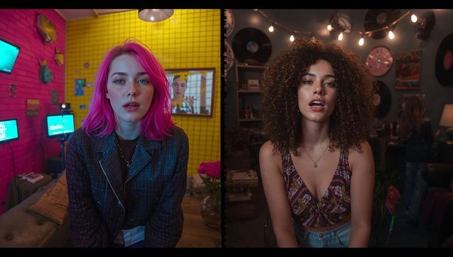 Vibrant creators streaming from funky studios