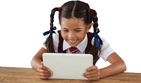 smiling schoolgirl using transparent tablet in classroom - Download Free Stock Videos Pikwizard.com