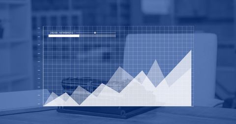 Modern Financial Data with Graph Display in Office Setting