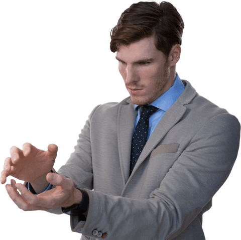 Caucasian Businessman Making Gestures on Transparent Background PNG - Download Free Stock Videos Pikwizard.com